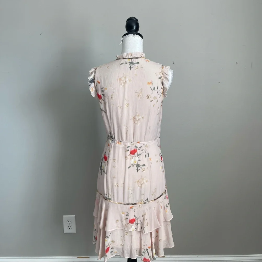 ALLSAINTS | Ari Kora Dusty Pink Floral Print Wrap Dress Sz 4 - Picture 9 of 11